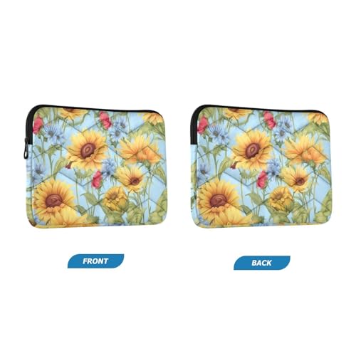 Funda para portátil 13-14 pulgadas Flowers Leaves Sunflower azul miniatura 2