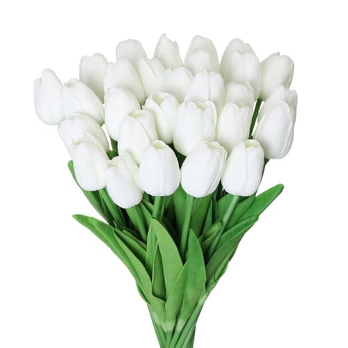 20 tulipanes artificiales de seda para decoración de bodas, cocinas y mesas, perfectas para el día de la madre, Pascua y día de San Valentín