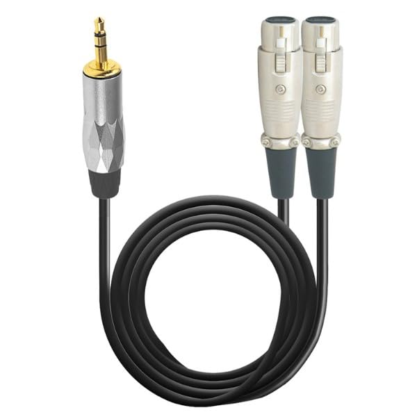 Image of MX RCA Cable AUX to RCA Y Splitter Cable To 2 Rca Stereo Audio Cable PERENT (3.5mm to Dual 3-Pin Female XLR Mic Cable, 3 METER)