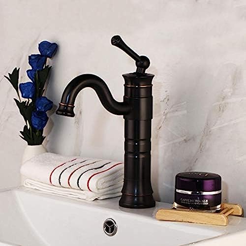 Mitigeur de lavabo noir contre les éclaboussures pour vasque haute de salle de bain