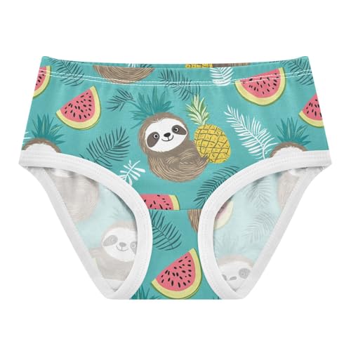 Wusikd Cute Cartoon Sloths Girls' Underwear Cotton Tropical Pineapple Girls Briefs Soft Toddler Underwear 2T