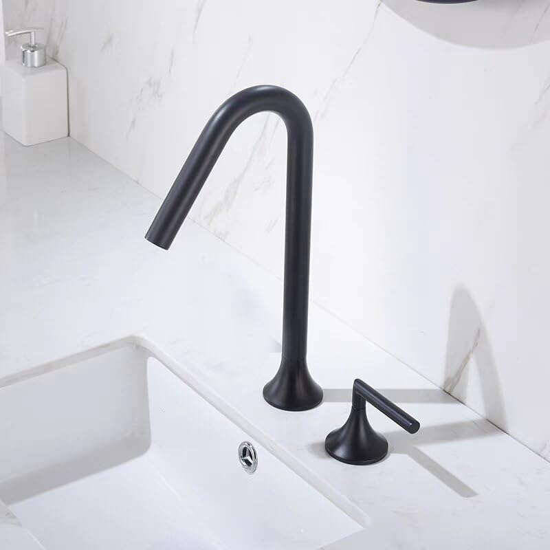 Robinet de lavabo à deux poignées en laiton haut mélangeur de salle de bains