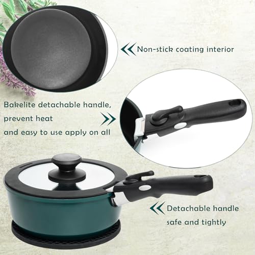 Moss & Stone Aluminum Pots And Pans Set Nonstick, Removable Handle Cookware, Stackable , Dishwasher Safe, Induction Camping Cookware Set. (10 Pieces Blue) - Image 9