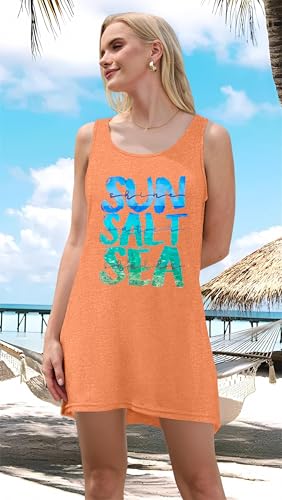 Image of Sun Salt Sea Summer Tank Dress for Women 2026 Beach Dresses Vacation Graphic Dress Hawaiian Tank Dresses