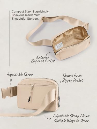 Image of ODODOS Unisex Mini Belt Bag with Adjustable Strap Small Fanny Pack for Workout Running Traveling Hiking, Irish Cream