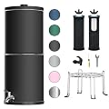 Purewell 3-Stage 0.01?m Ultra-Filtration Gravity Water Filter System, NSF/ANSI 42&372 Certification, 304 Stainless Steel Countertop System with 2 Filters and Stand, Reduce 99% Chlorine, 2.25G, PW-OB