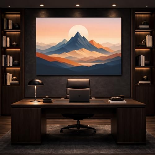 Impression canvas mountain range sunset 90x60 deco murale paysage montagne salon