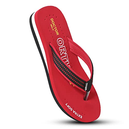Doctor Walk Extra Soft Ortho Slippers for Women (WDW-018-Red-05) Red 5 Kids UK