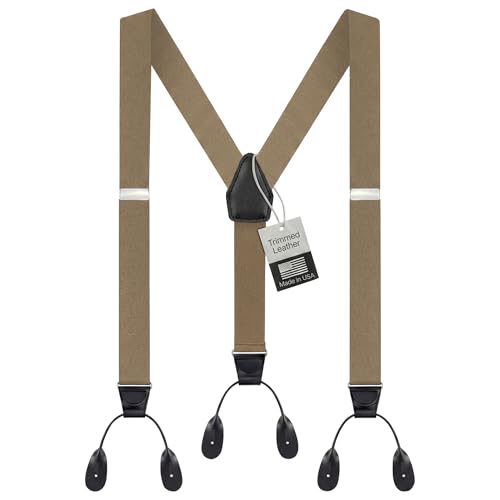 Image of HOLD'EM Tuxedo Button Suspenders for Men - Mens Dress Suspenders Formal | 100% Genuine Leather | Made in USA | Regular & Tall