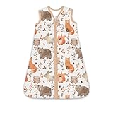 Unnivoll Saco de dormir para bebé para verano 0,5 tog, 100% algodón puro, saco de dormir para verano, saco de dormir para bebé de 0 a 6 meses, 70 cm, bebé niño, niña recién nacida, zorro