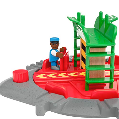 BRIO World 33476 - Turntable & Figure | 2 Piece Wooden Toy Train Accessory for Kids | Multiple Track Connection Points | Spacious Turntable | Poseable Train Engineer Figure | Ages 3 and Up - image 2