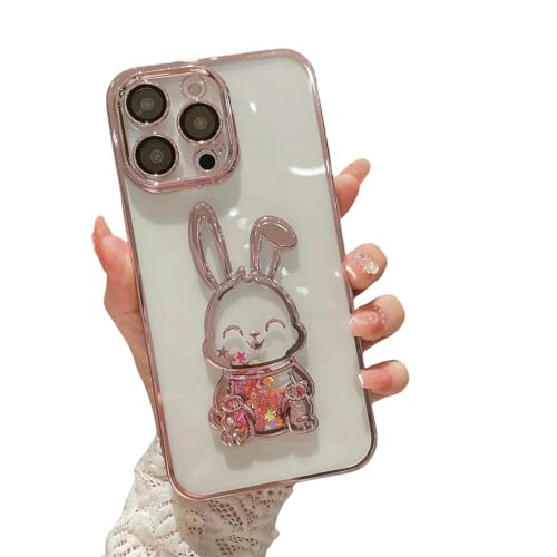 Coque iPhone 13 12 11 ours liusha lapin rose anti-glisse et robuste