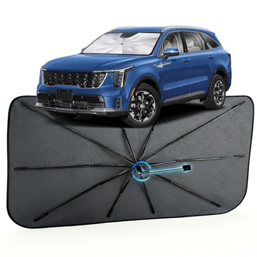 Image of Car Windshield Sun Shade for Kia Sorento 2021-2026 -[Reflective Coated Fabric] Sunshade Umbrella for Front Window, Car Shades Sun Visor Keep Car Cool and Protects Interior, 1:1 Exact Fit