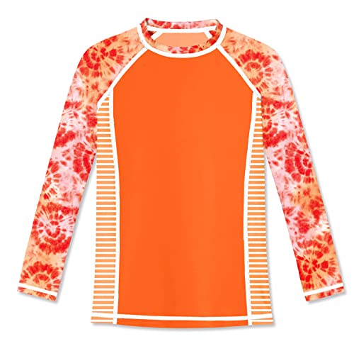 BesserBay Kinder Badeanzug Mädchen Langarm Rash Guard UV-Schutz Orange 130 BesserBay Kinder Badeanzug Mädchen Langarm Rash Guard UV-Schutz Orange 130