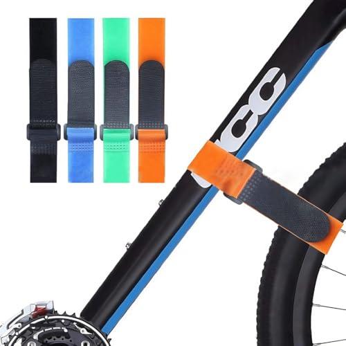 4 PC Cinghia per Bicicletta, Stabilizzatore per ruote di bicicletta Portapacchi, Cinghie Regolabili con Gel Antigraffio, per Manubrio Regolabile in Nylon, Escursioni, Yoga, Stuoie, Campeggio, 2.5*60cm