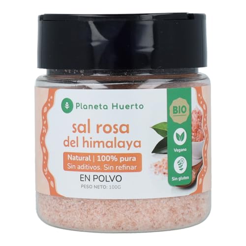 PLANETA HUERTO | Sal Rosa del Himalaya Fina 100g – Sal Mineral Pura y Natural, Rica en Minerales Esenciales para Cocina y Bienestar