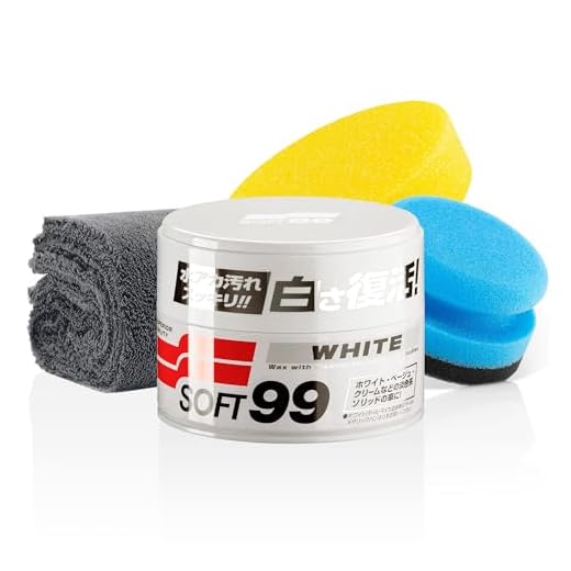 Glart 46PP Mikrofaser Handpolierschwamm 6er Set, 130x25 mm, Wax Applikator Pad für Wachse, Polituren, Lackreiniger, Autopolitur, statt Poliermaschine 6 detailmate Soft99 Auto Politur Set für hellfe Lacke - White Soft Wax Auto Hartwachs, für weiße/helle Autolacke 300 g + Handpolierschwamm Applikator + Mikrofaser Poliertuch 550GSM 40x40cm