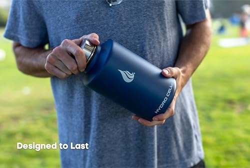Image of HYDRO CELL Stainless Steel Insulated Water Bottle with Straw - For Cold & Hot Drinks - Metal Vacuum Flask with Screw Cap and Modern Leakproof Sport Thermos for Adults (Navy 64oz)