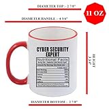 Cyber Security Expert Nutritional Fact Professionals, Birthday, Graduation, Thank You Gift, Birthday, Coffee, Tea 11oz Ceramic Rim Mug. (Red Rim) - Image 5