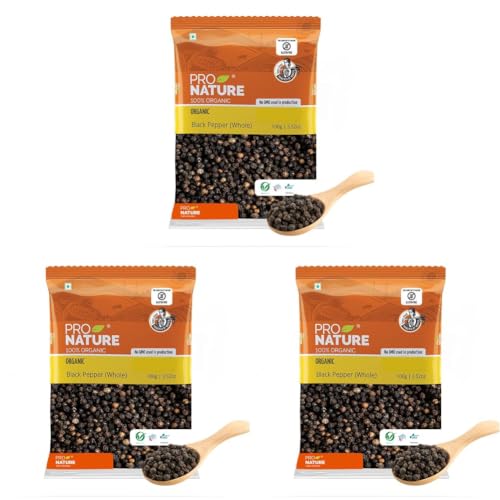 Image of Pro Nature 100% Organic Black Pepper (Whole), 100 gram (Pack of 3)