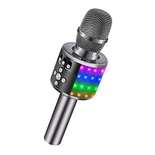 BONAOK Wireless Bluetooth Karaoke Microphone with Controllable LED Lights, Portable Handheld Karaoke Speaker