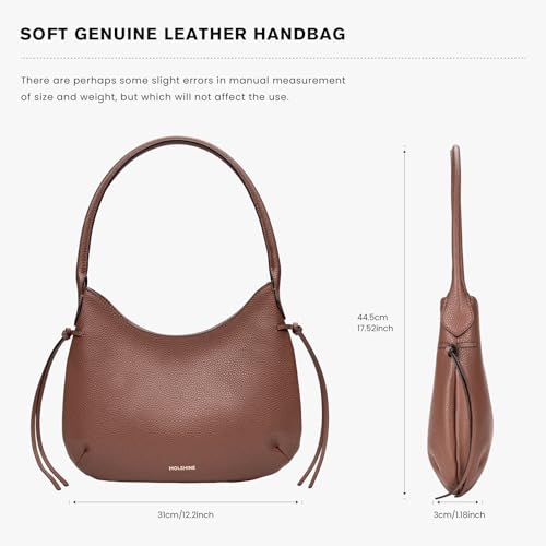 Image of molshine Genuine Leather Crescent Handbag, Hobo Shoulder Bag, Armpit Bag,Party Clutch Purse for Women Lady Model DLK0018 (Caramel Brown)