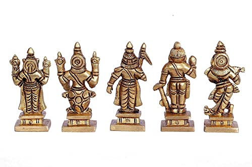 ARTVARKO Brass Dashavatara Dasavatharam of Lord Vishnu Statues Ten Incarnations Avatars Idol Murti for Mandir Puja Temple -Height 2.5 Inches