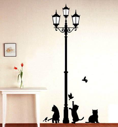 1 X Black Cat Design Picture Art Peel & Stick Wall Sticker DIY Vinyl Wall Decal Applique 33x60cm