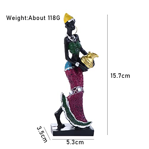 Estatua Africana Tribal Vintage de Resina Plateada 15.7 cm miniatura 2