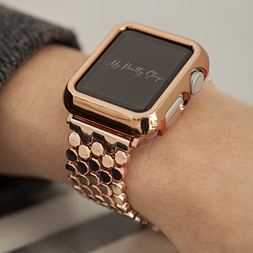 Image of My Pretty Strap - Compatible Apple Watch Band Strap, Stainless Steel Fashion iWatch Replacement Strap- Easy Resizing, No Tool Needed, Fits Most Wrists- Series 1-11, SE and Ultra