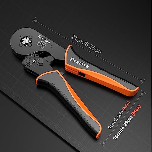 Preciva Bootlace Crimping Tool Kit, 0.08-16mm²/AWG28-5 Ferrule Crimp Toolkit with 1200pcs Connectors(300 Dual Wire Terminals), Self-Adjsutable Ratchet Crimper ToolKits