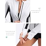 SANTINY Women's Rash Guard Zipper Pockets UPF50+ Sun Protection Long Sleeve Swimsuit Top Zip Front Swim Shirt for Women - Image 5