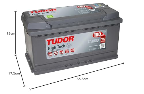 Tudor TA1000 Batería de coche de Plomo Calcio 100Ah 900A, Gama High Tech, para Automóvil de turismo