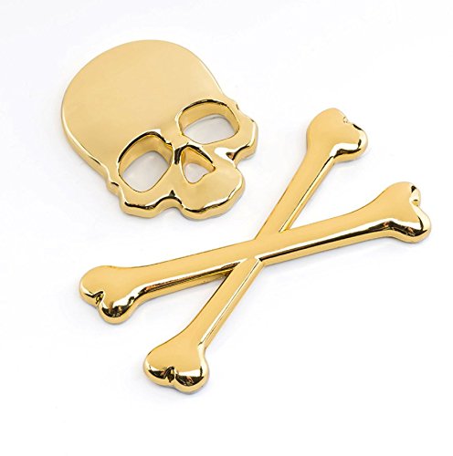RUIIO Pegatinas de metal con diseño de calavera en 3D, diseño de calavera y cabeza estéreo (dorado) Cover