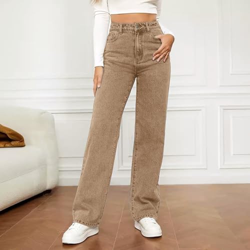 Wide Leg Jeans for Women Baggy Elastic High Waist Cute Y2K Boyfriend Jeans Stretchy Jean Straight Leg Denim Pants 20252