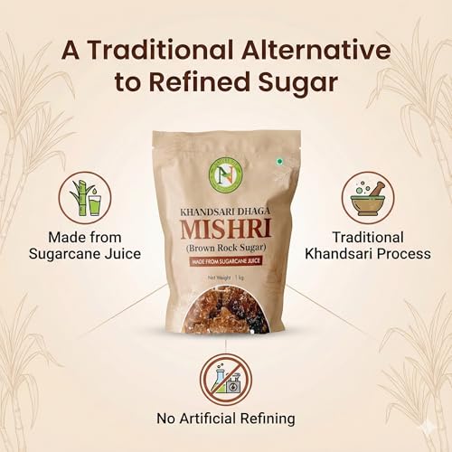 Image of Nature Vit Khandsari Dhaga Mishri 200 Gram | Pure Threaded Rock Sugar | Traditional Brown Mishri Candy For Pooja & Wellness