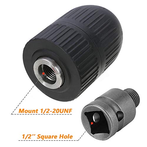 Mesee Bohrfutter Adapter, 2–13mm Schnellspannbohrfutter 1/2\-20UNF, Schraubendreher Zahnkranzbohrfutter Schlagschrauber Schnellspannbohrfutter mit 1/2\ Spannfutteradapter