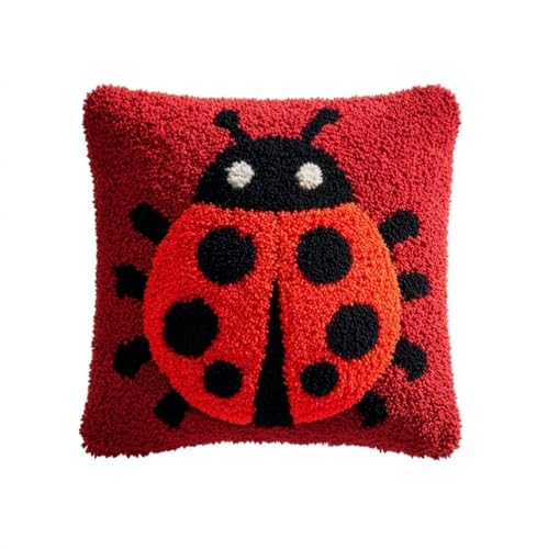 AxiangziK Kit de Cojín de Gancho de Pestillo,Mariquita de dibujos animados Cojines de Bricolaje con Cierre de Gancho 43x43cm Kits de Costura de Fundas de Almohada