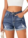 Bosmeer Women's Y2K Retro Distressed Jean Shorts Trendy & Sexy Summer Denim Shorts with Ripped Design for Beach & Music Festivals