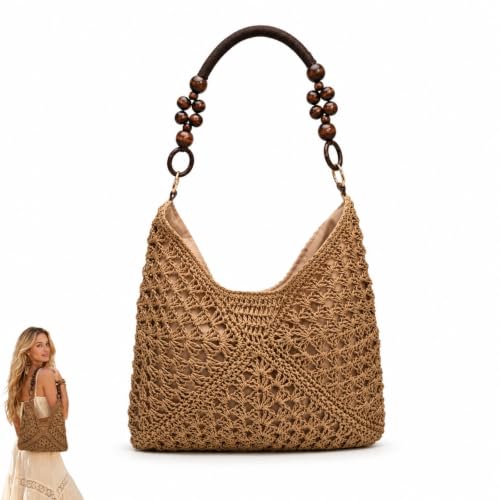 Womens Summer Straw Woven Beach Bag Large Bohemian，D
