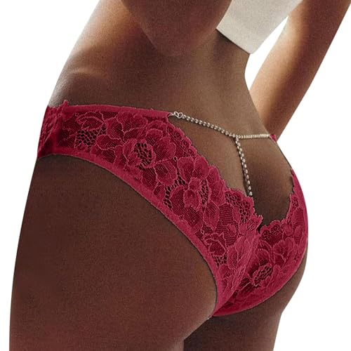 LKRSEEF Hot Tanga Femme Dentelle Sexy Perles Lingerie Ouvert Chic Coquine CuSexyte Micro Taille Haute Short sous Ficelle Grande Taille