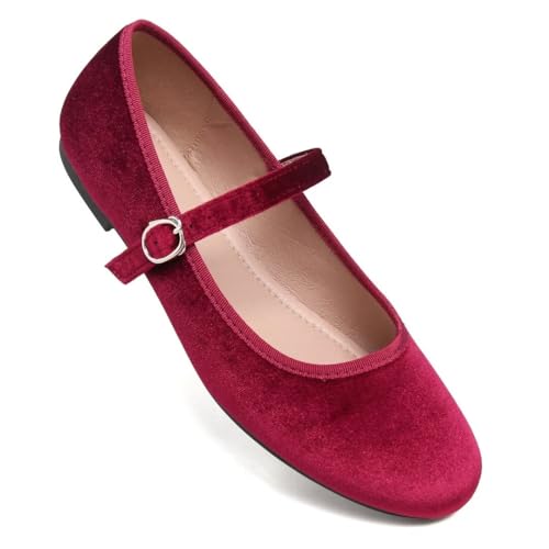 Image of TN TANGNEST Women's Velvet Flats Round Toe Ballet Shoes | Elegant Bowknot Flats Comfortable Casual Slip On Flats for Work