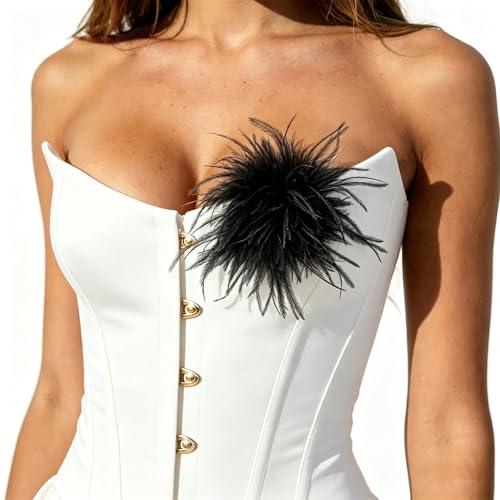 Image of CSIYANJRY99 Dainty Feather & Rose Flower Large Brooch Lapel Pins Delicate Elegant Handmade Flower Brooches Pin Classic for Wedding Party Dance Banquet for Women Dress Suit Ceremony Clothes Accessories Jewelry Valentine's Day Gifts