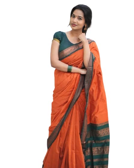 Image of Flosive Women's Kanjivaram Silk Saree With Handloom Weaving Work With Blouse Piece
