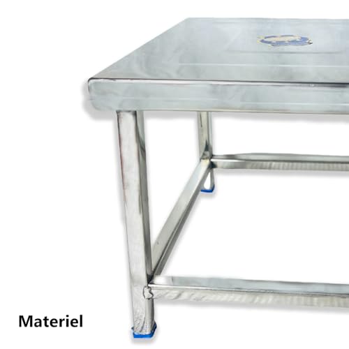 Image of Heavy Duty Square Stainless Steel Industrial Table - Durable Metal Workbench for Home