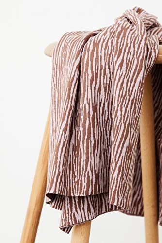 Tejido de punto elástico con textura jacquard orgánico, marrón y lila, por metro