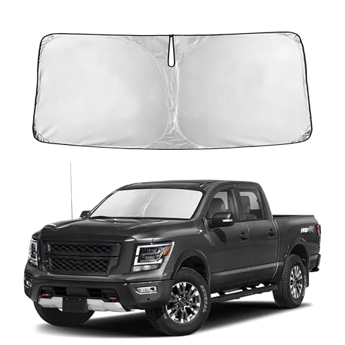 Image of Autovir Windshield Sun Shade Fit for 2020-2022 2023 2024 Nissan Titan Sunshade, Front Car Window Shades Sun Visor, Blocks UV Rays & Heat, Car Accessories