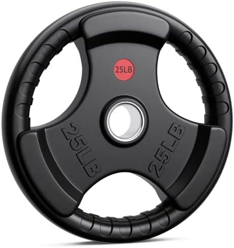 XDDIAS Rubber Weight Plates 2-Inch Olympic Grip Plate in Pairs or Single for Strength Training, Weightlifting and Bodybuilding in Home & Gym, Solid Cast Iron Weight Plates for Barbell, 10LB-45LB