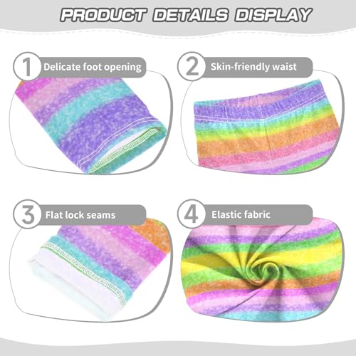 Rainbow Glitter Horizontal Stripes Girls Leggings Kids Yoga Pants Dance Active Tights 4T3