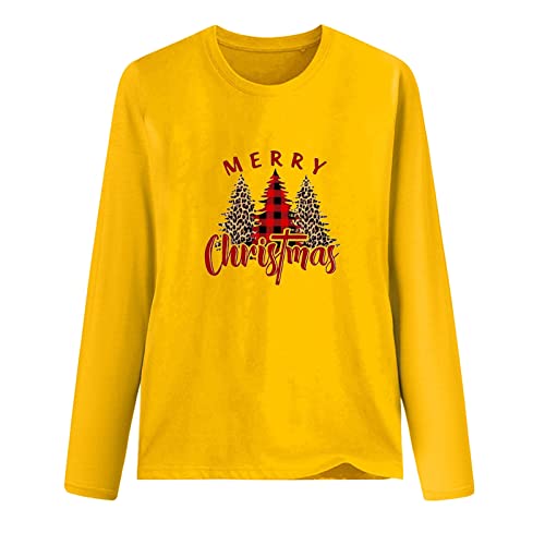 Mrgiinri 2022 Merry Christmas Sweatshirts For Women Dressy Casual Crewneck Long Sleeve Pullover Novelty Xmas Print Loose Tops #TOP3
